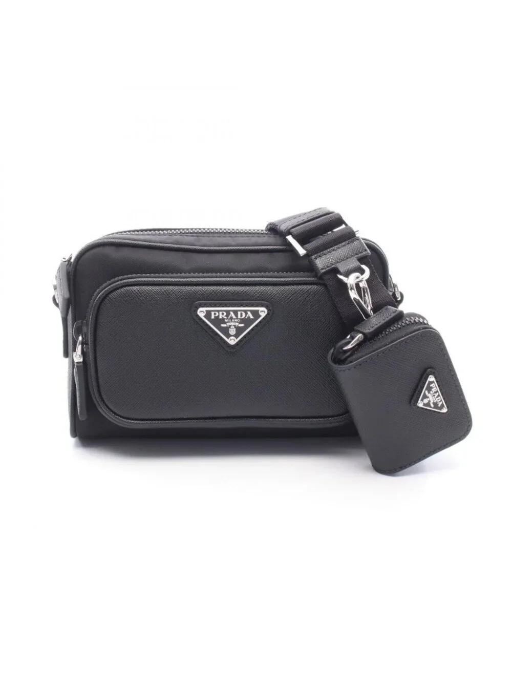 Prada Shoulder Bag Tessuto Nylon Saffiano Leather